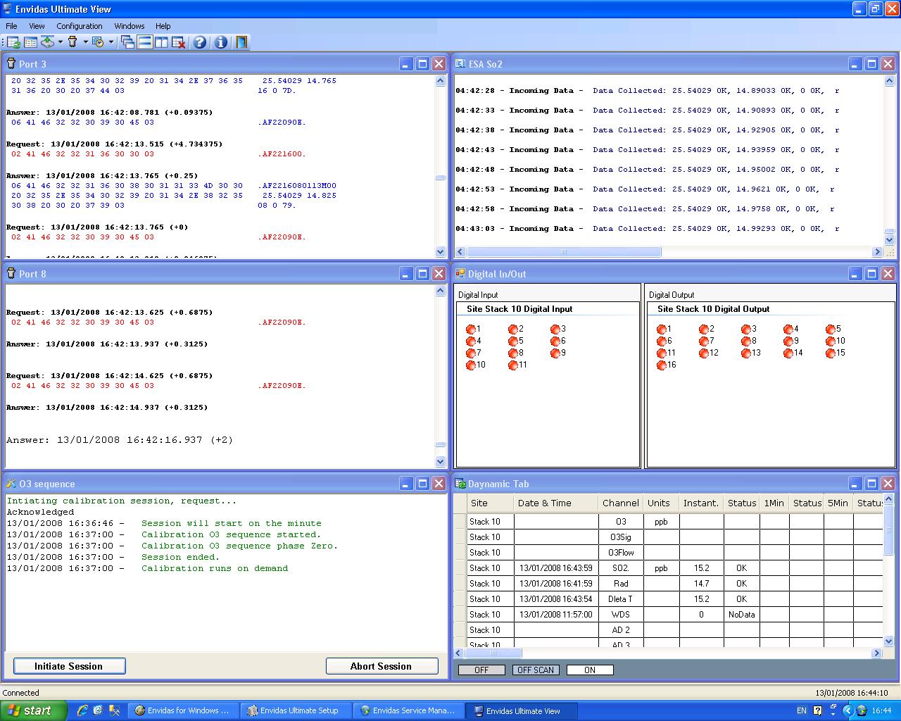 Envitech Envidas Ultimate View - Several Screens tiles horizontally using the "Windows" menu