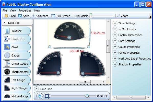 Envitech Triple-D Sector Gauges - Example from Public Display Configuration application